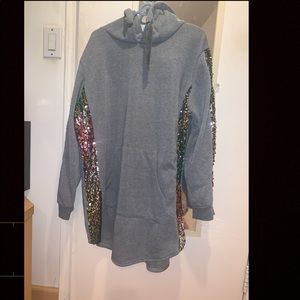 Sequined Sweatshirt Dress